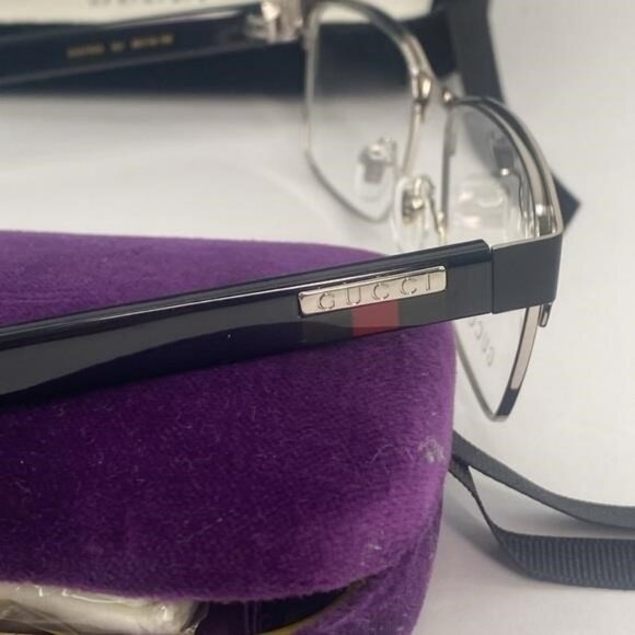 New - GUCCI GG0750O 001 square optical matte black and silver with shiny black… - Picture 7 of 9